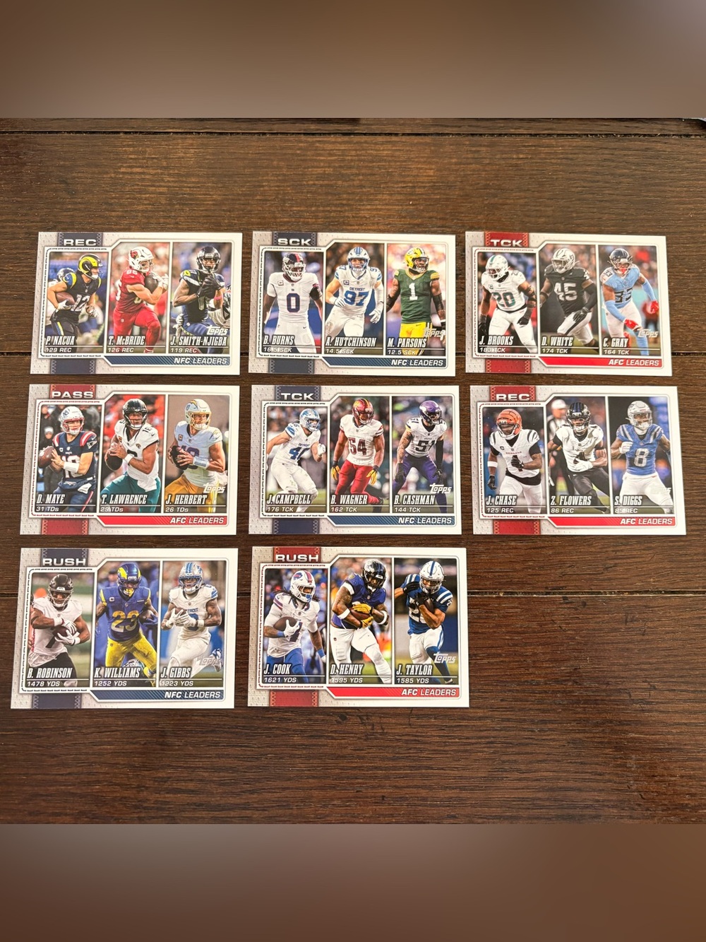 TOPPS NFC AND AFC LEADERS Lot Football Trading Cards MINT